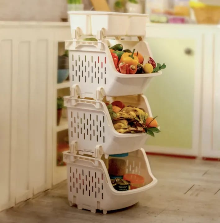 Plastic 3 Three-tier Kitchen Rack with Storage Box